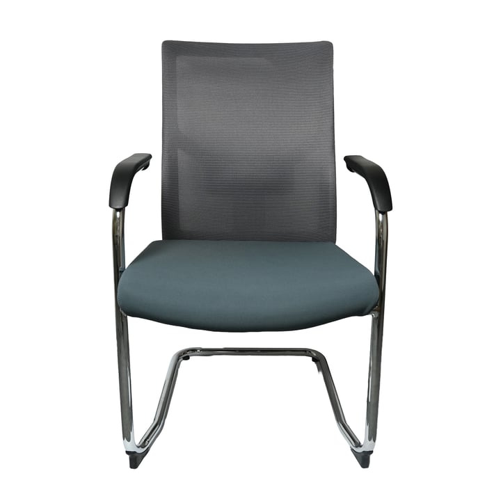Посетителски стол RFG Snow Black M, дамаска и меш, до 120 kg, зелена седалка, светлосива облегалка, 2 броя в комплект