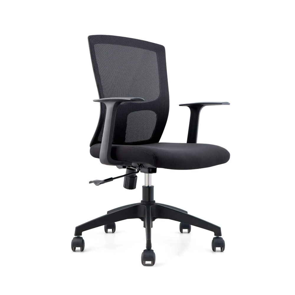 Работен стол RFG Siena W, дамаска и меш, Tilt механизъм, до 120 kg, черна седалка, черна облегалка