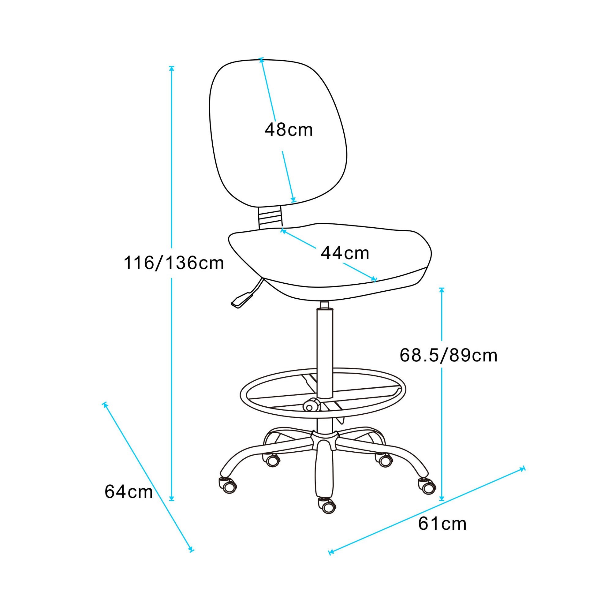 Работен стол Work@Ring, дамаска, черен