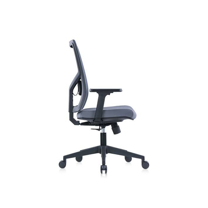 RFG Ергономичен стол Snow Black W, светлосива седалка, светлосива облегалка