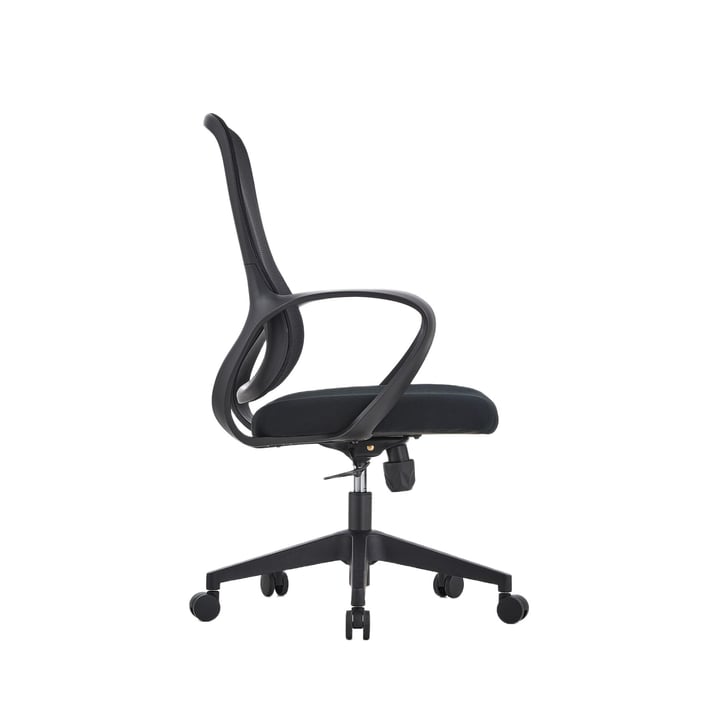 Работен стол RFG Mojito W, дамаска и меш, полиамидна основа, до 120 kg, черна облегалка, черна седалка