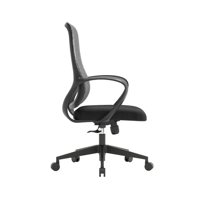 Работен стол RFG Mojito W, дамаска и меш, полиамидна основа, до 120 kg, сивa облегалка, черна седалка