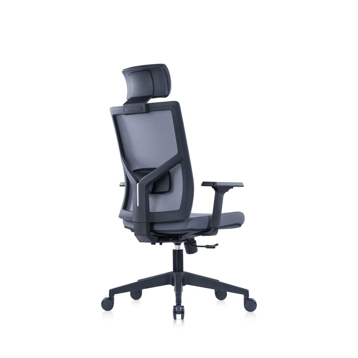 RFG Ергономичен стол Snow Black HB, светлосива седалка, светлосива облегалка