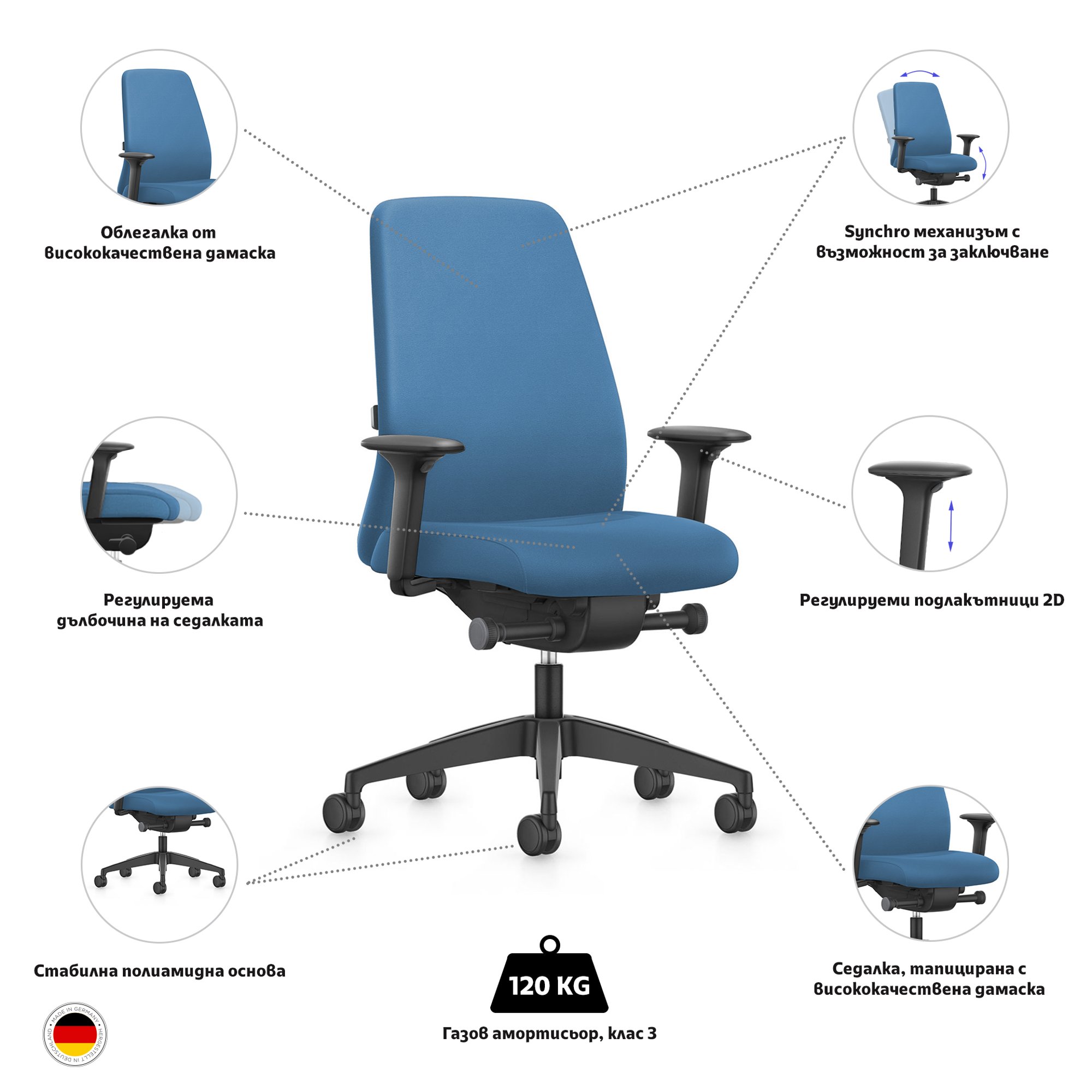 Interstuhl Ергономичен стол Every EV116, светлосин