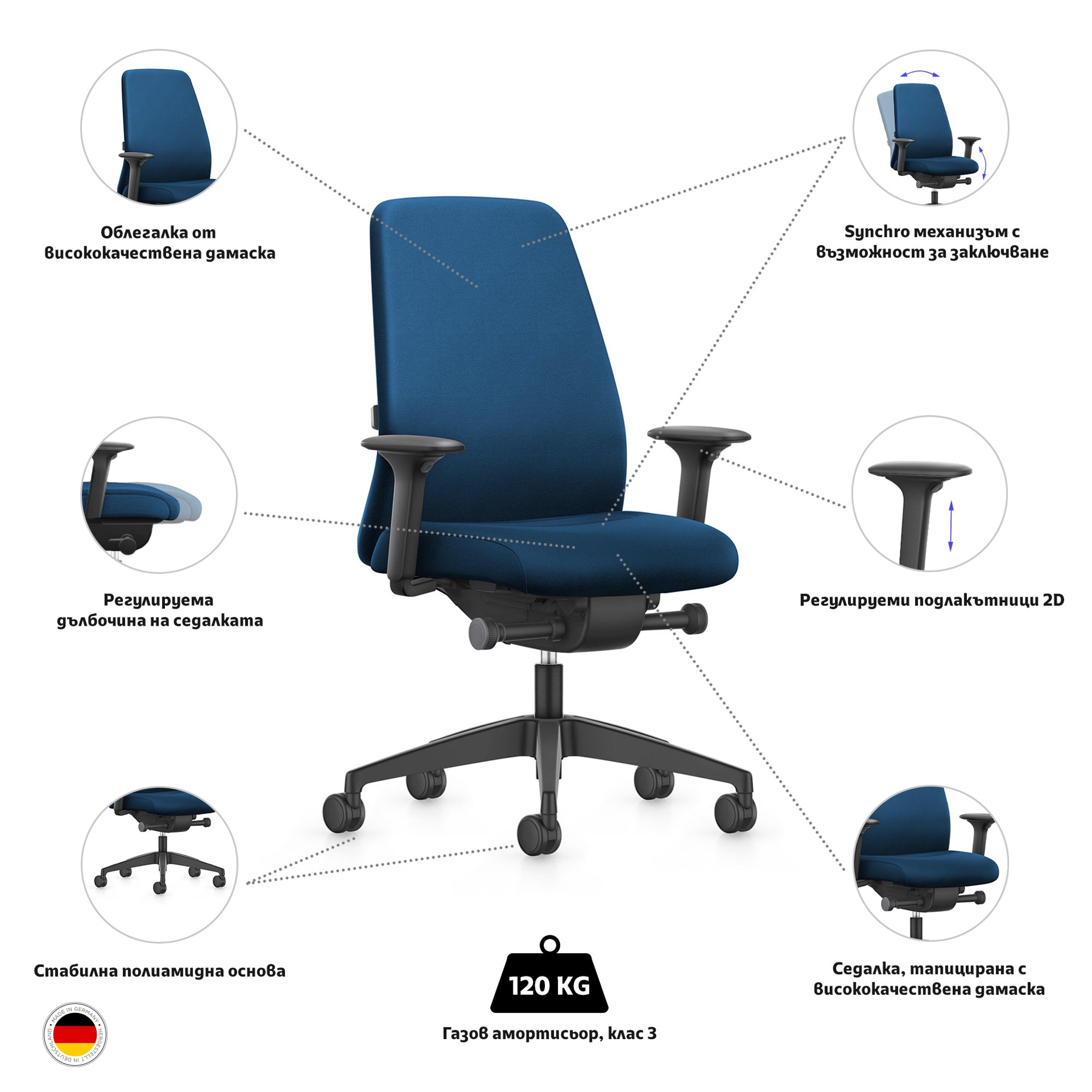 Interstuhl Ергономичен стол Every EV116, тъмносин