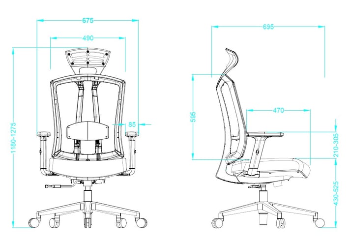 Ергономичен офис стол RFG Primo HB, дамаска и меш, до 130 kg, син