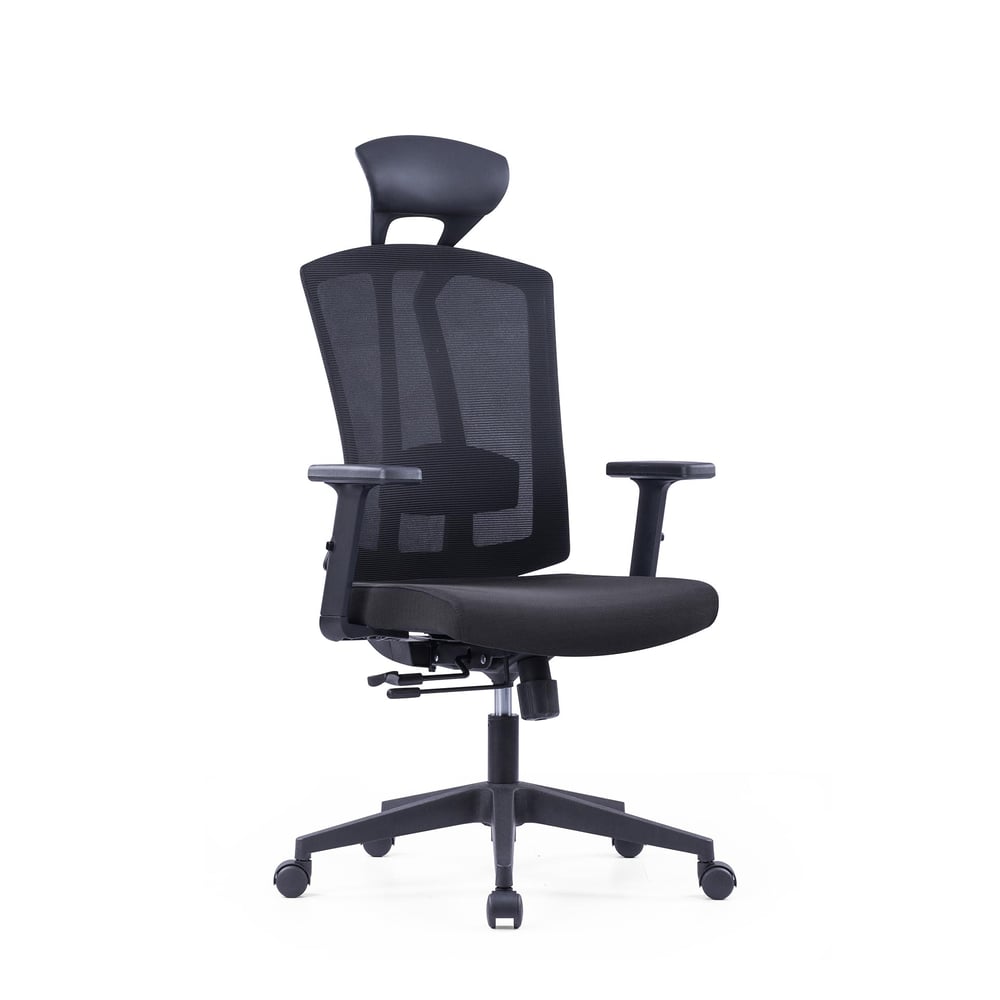 Ергономичен офис стол RFG Primo HB, дамаска и меш, до 130 kg, черен