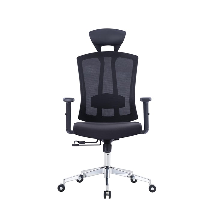 Ергономичен офис стол RFG Primo Lux Chrome HB, дамаска и меш, до 130 kg, черен