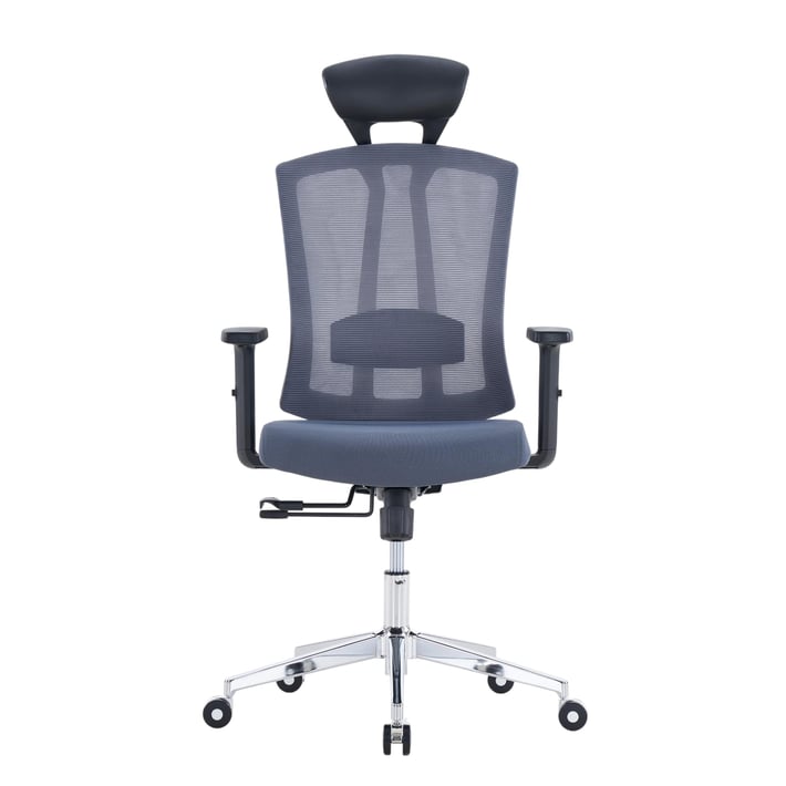 Ергономичен офис стол RFG Primo Lux Chrome HB, дамаска и меш, до 130 kg, сив