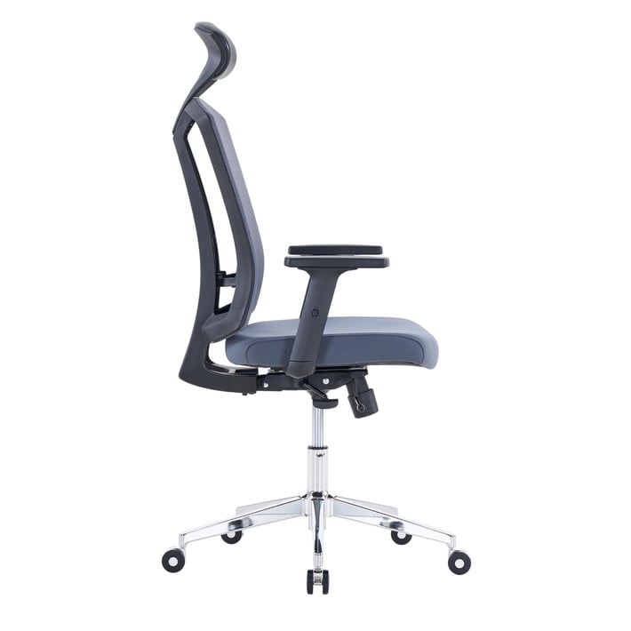 Ергономичен офис стол RFG Primo Lux Chrome HB, дамаска и меш, до 130 kg, сив