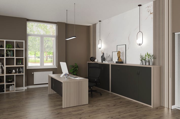 RFG Работно бюро Milano, 1800 х 790 х 750 mm, светъл дъб и сиво