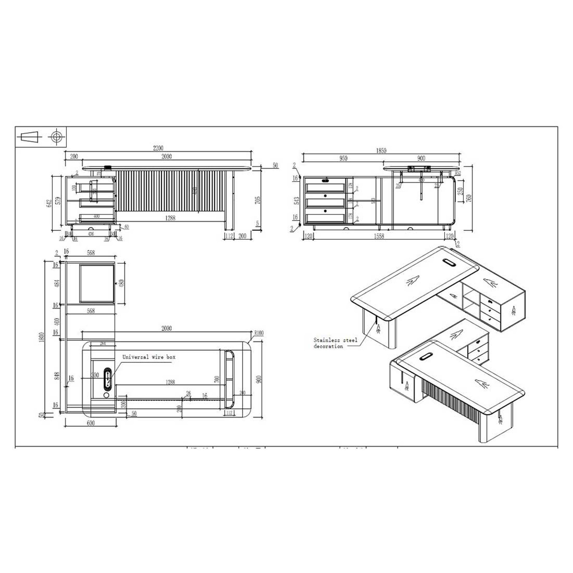 RFG Бюро Parma, 2200 х 1850 х 760 mm, орех и сиво