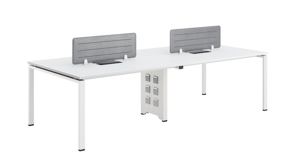 Бюро RFG Бенч Monaco, четириместно, 2800 х 1200 х 750 mm, ПДЧ 25 mm, метални крака, бяло