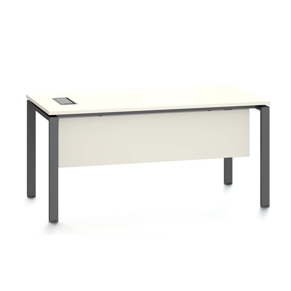 Бюро RFG Monaco, 1600 x 800 x 750 mm, ПДЧ 25 mm, с отвор за кабели, бял плот, черни метални крака