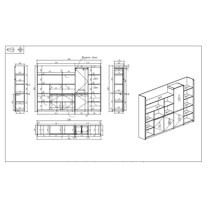 RFG Шкаф Savona, 2800 х 435 х 2000 mm, дъб и сиво