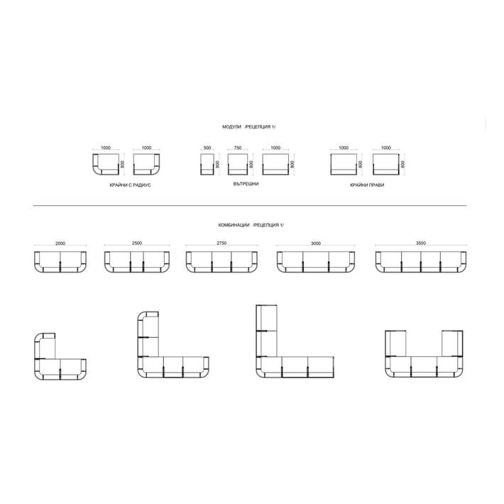 Прав модул за рецепция RFG Point, 75 х 80 х 112.50 cm, ПДЧ