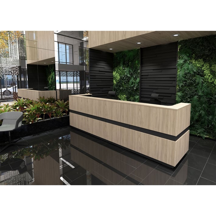 Прав модул за рецепция RFG Joy, 75 х 80 х 112.50 cm, ПДЧ, кехлибарен дъб и антрацит