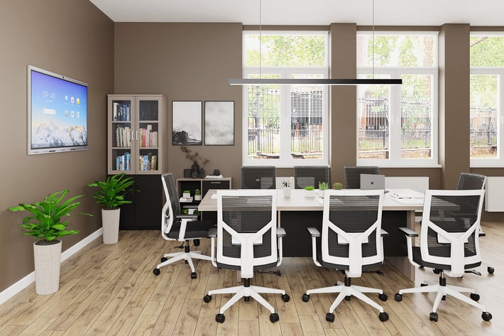 RFG Заседателна маса Milano, 2400 х 1200 х 750 mm, светъл дъб и сиво