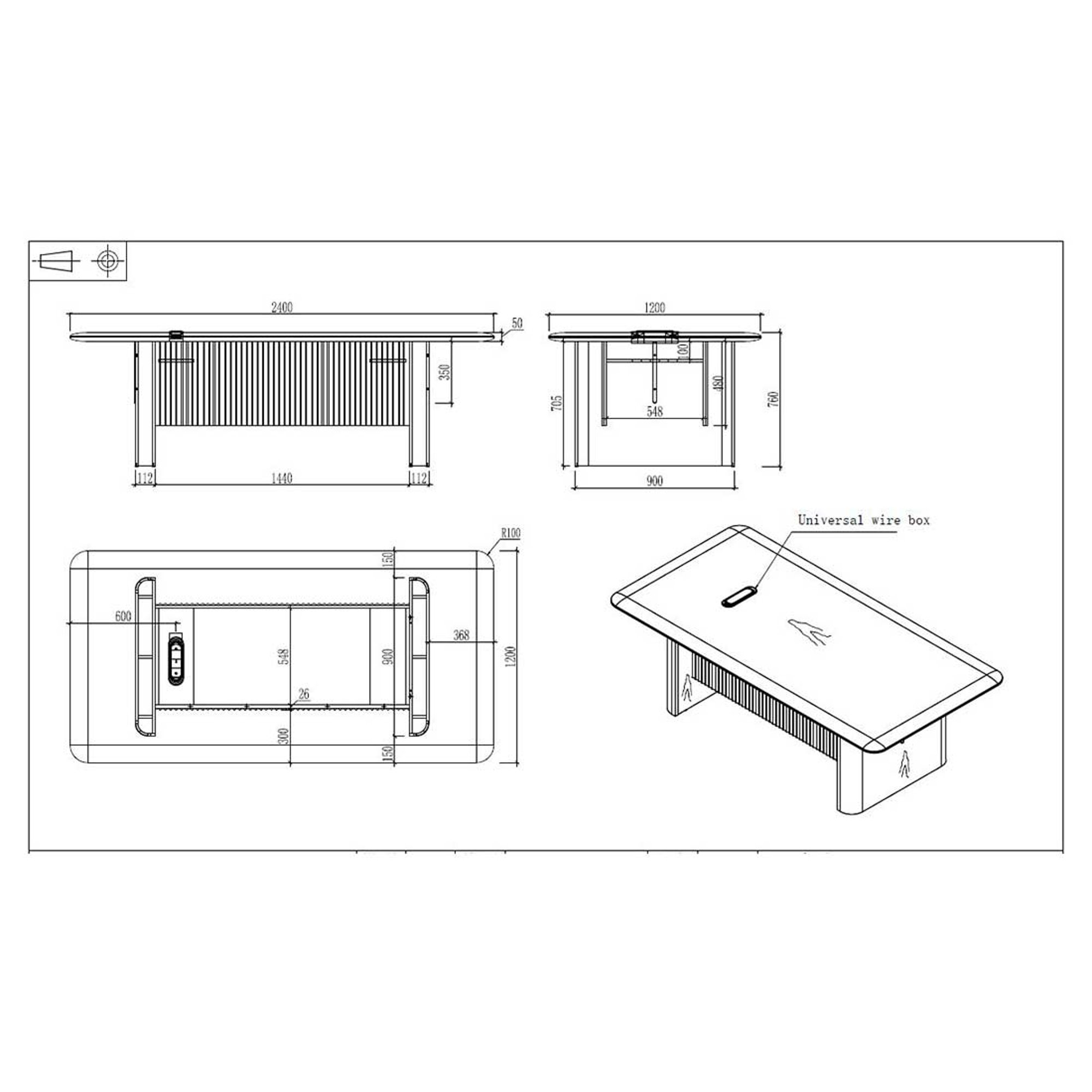 RFG Заседателна маса Parma, 2400 х 1200 х 750 mm, орех и сиво