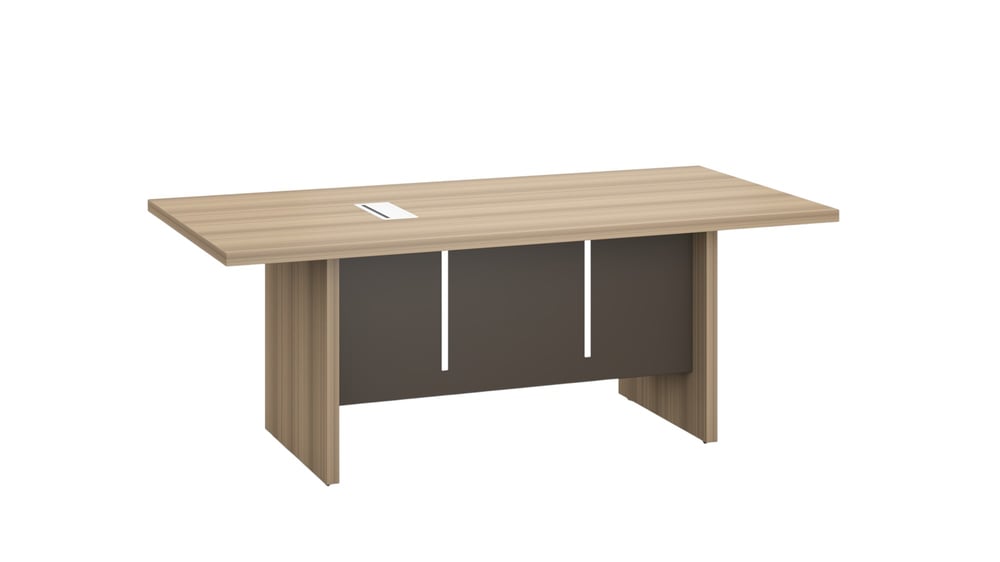 Заседателна маса RFG Milano, 2000 х 1000 х 750 mm, правоъгълен плот, ПДЧ 40 mm, светъл дъб и сиво