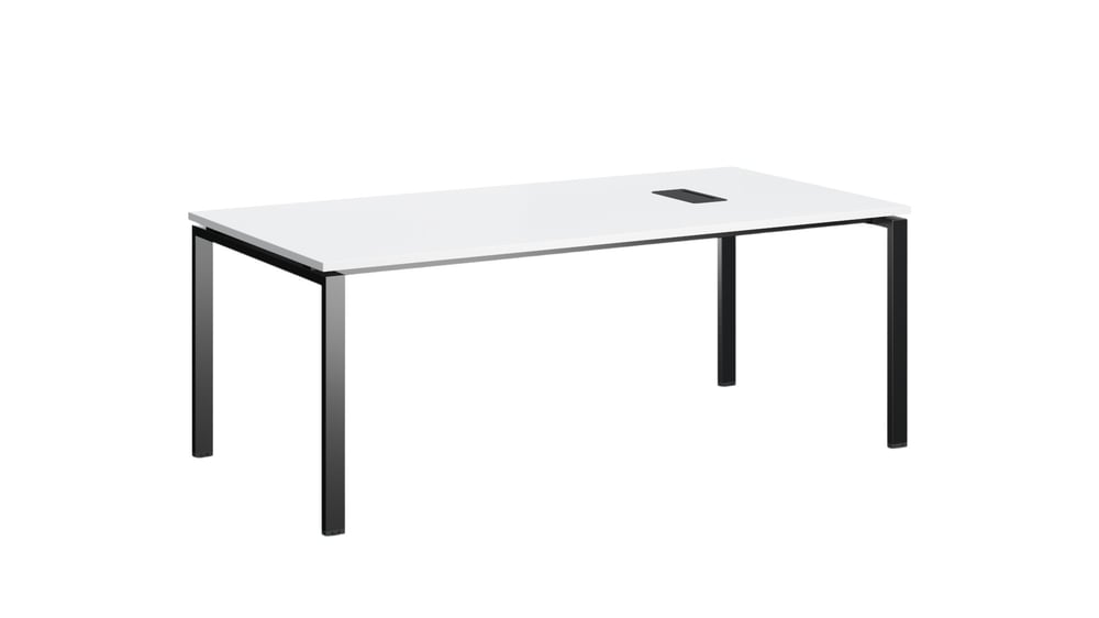 Заседателна маса RFG Monaco, 2000 х 1000 х 750 mm, ПДЧ 25 mm, бял плот, черни метални крака