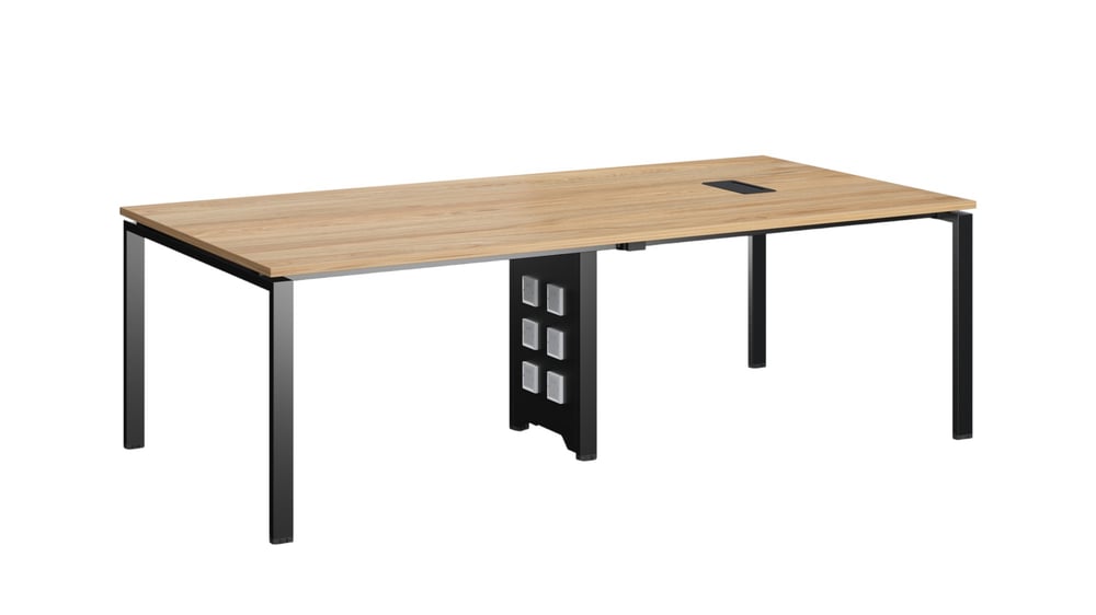 Заседателна маса RFG Monaco, 2400 х 1000 х 750 mm, ПДЧ 25 mm, плот бряст, черни метални крака