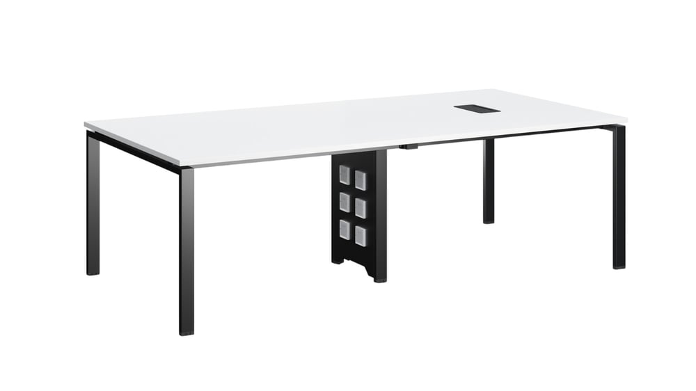 Заседателна маса RFG Monaco, 2400 х 1000 х 750 mm, ПДЧ 25 mm, бял плот, черни метални крака