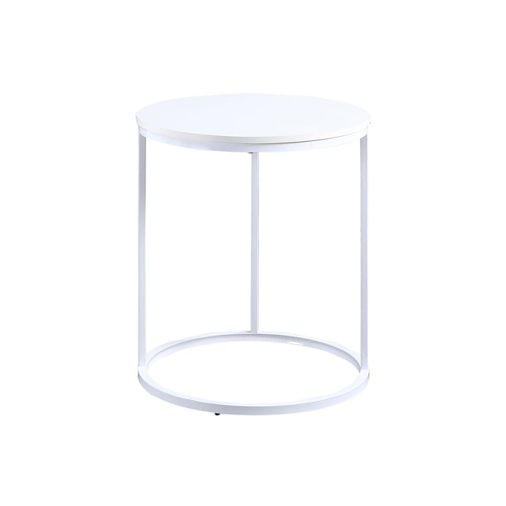 RFG Ниска маса Tом, 500 х 500 х 600 mm, кръгъл плот, ПДЧ 15 mm, бял, бели метални крака