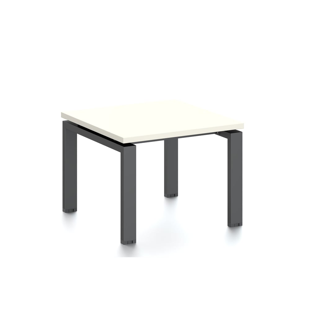 Ниска маса RFG Monaco, 600 x 600 x 450 mm, ПДЧ 25 mm, бял плот, черни метални крака