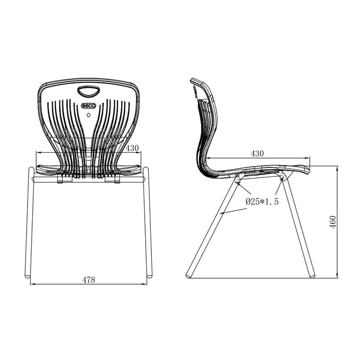 RFG Ученически стол Maxima A, от VIII до XII клас, 43 х 45 х 46 cm, пурпурночервен