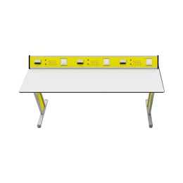 RFG Ученическа маса Flat, лабораторна, над VII клас, 180 х 60 х 75 cm, жълто-бяла, сглобена мостра