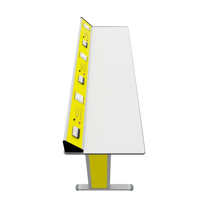 RFG Ученическа маса Flat, лабораторна, над VII клас, 180 х 60 х 75 cm, жълто-бяла, сглобена мостра