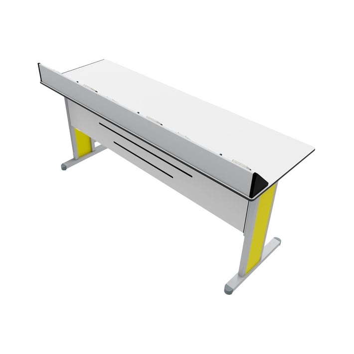 RFG Ученическа маса Flat, лабораторна, над VII клас, 180 х 60 х 75 cm, жълто-бяла, сглобена мостра