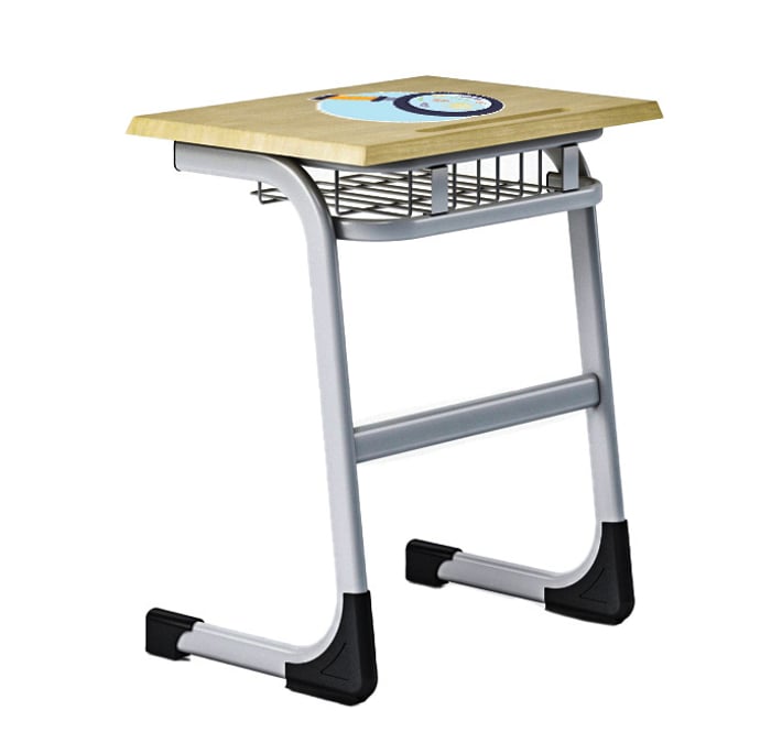 Ученически чин RFG Edu, единичен, над VIII клас, 630 х 450 х 750 mm, плот дъб, сив метал, 2 броя в комплект