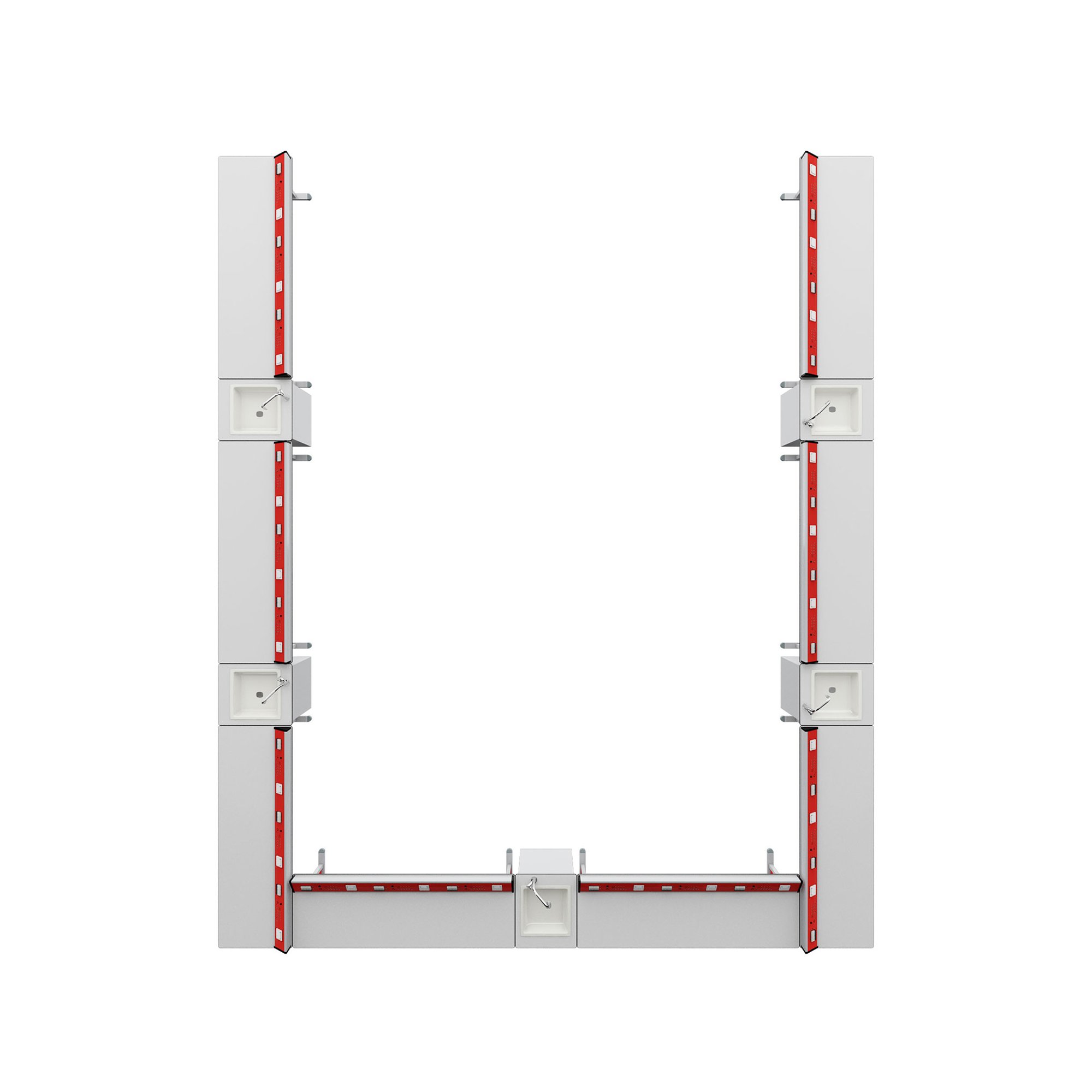 RFG Ученическа маса Flat, лабораторна, над VII клас, 180 х 60 х 75 cm, червено-бяла