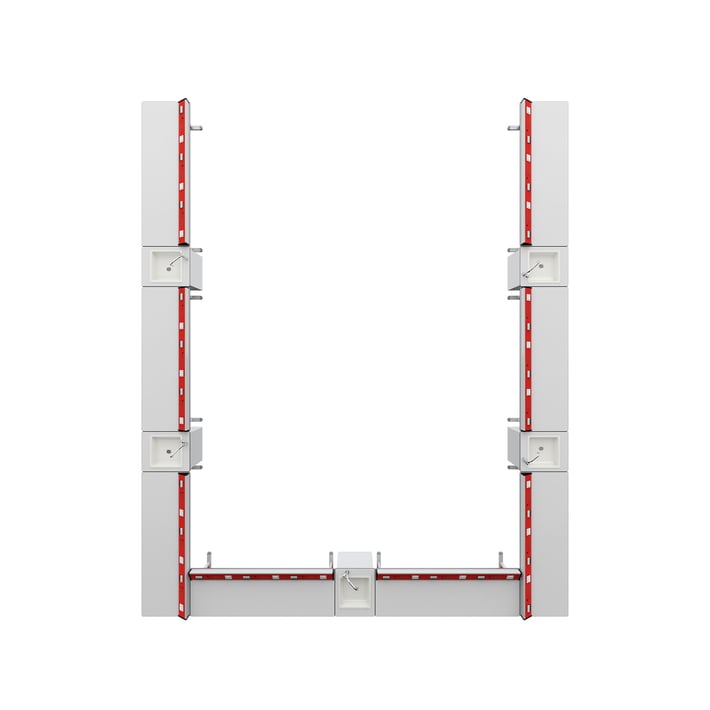RFG Ученическа маса Flat, лабораторна, над VII клас, 180 х 60 х 75 cm, червено-бяла