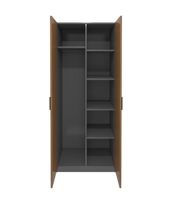 Гардероб RFG Parma, с рафтове, 800 х 550 х 2000 mm, ПДЧ 18 mm, орех и тъмносиво