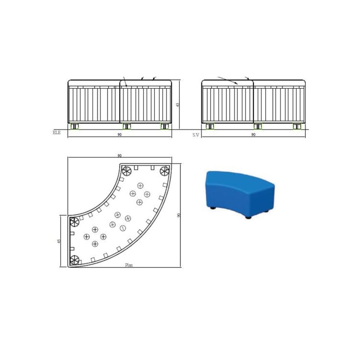 RFG Табуретка Curve, 90 х 90 х 43H, екокожа, червена