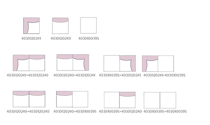 Модул RFG Klark, ъглов, текстил, 800 х 800 х 720 mm, сив