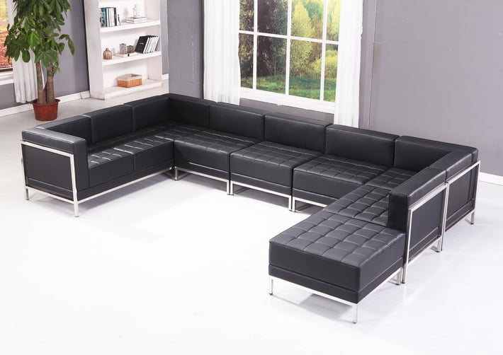 Диван RFG Neo, двуместен, екокожа, метална основа, 1450 х 720 х 700 mm, черен