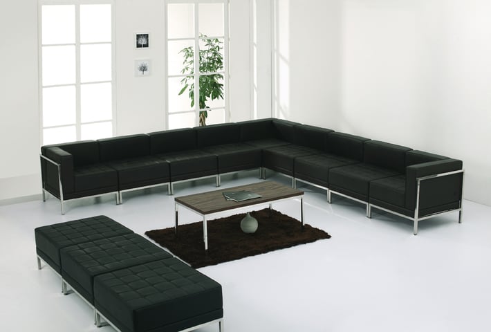 Диван RFG Neo, двуместен, екокожа, метална основа, 1450 х 720 х 700 mm, черен