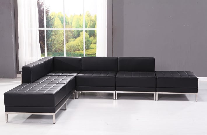 Диван RFG Neo, триместен, екокожа, метална основа, 2010 х 720 х 700 mm, черен