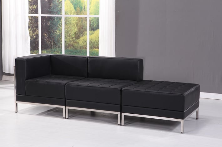 Диван RFG Neo, триместен, екокожа, метална основа, 2010 х 720 х 700 mm, черен