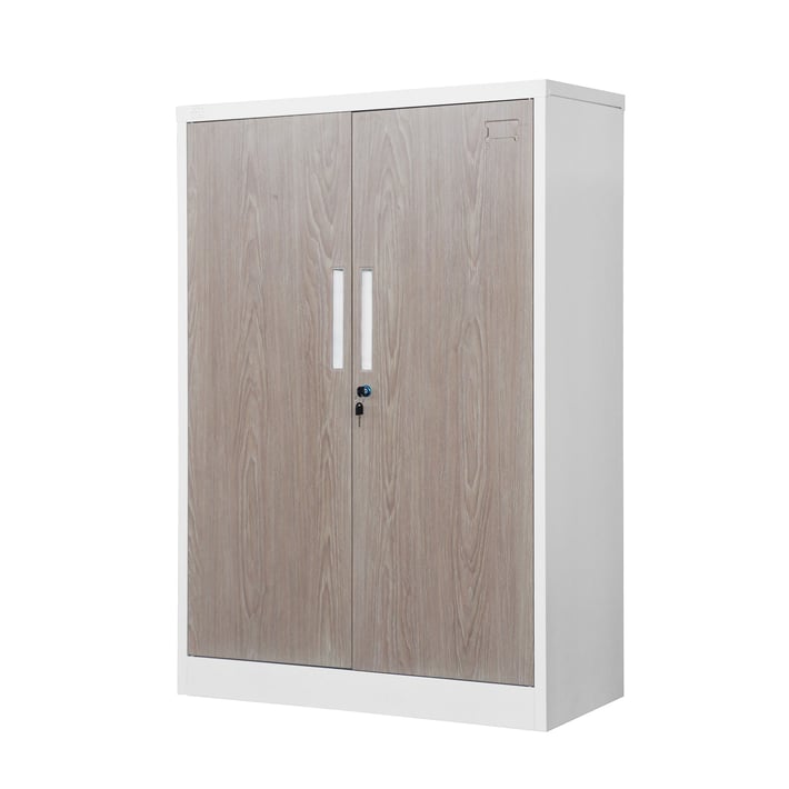 Шкаф RFG, метален, два рафта, 900 х 400 х 1300 mm, кехлибарен дъб и бяло