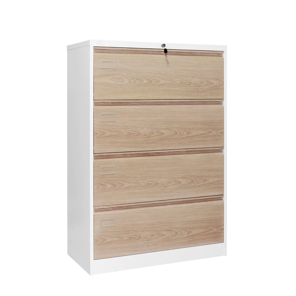 Кардекс RFG, метален, 2 x 4 чекмеджета, 900 х 450 х 1331 mm, кехлибарен дъб и бяло