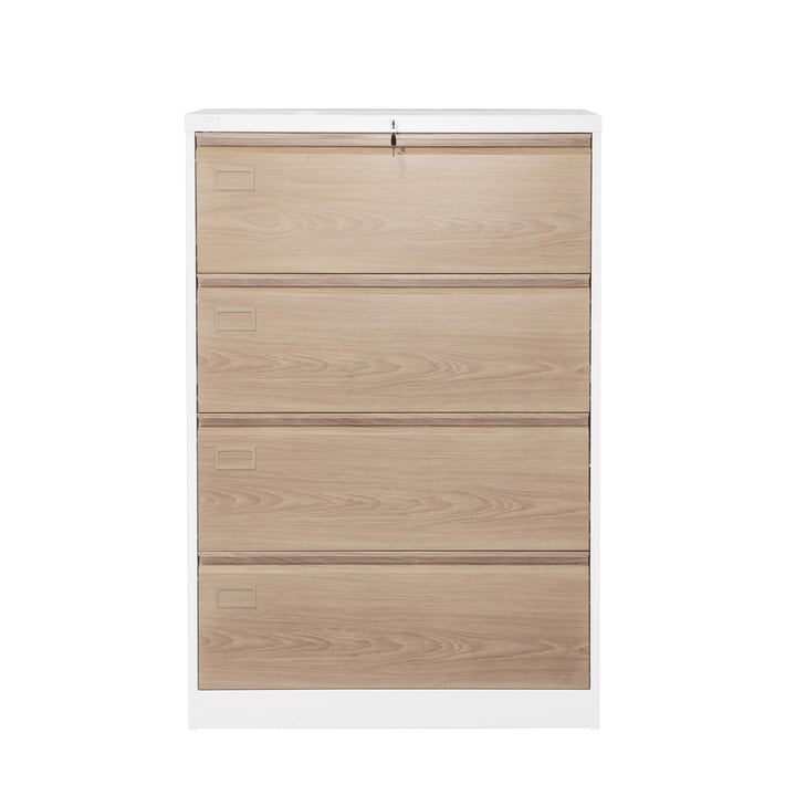 Кардекс RFG, метален, 2 x 4 чекмеджета, 900 х 450 х 1331 mm, кехлибарен дъб и бяло