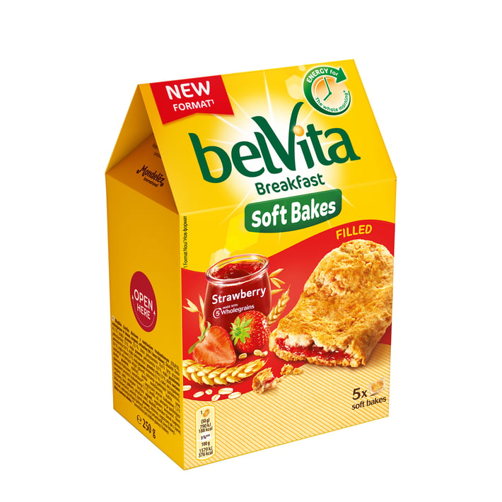 Belvita Бисквити, меки, с пълнеж ягода, 250 g