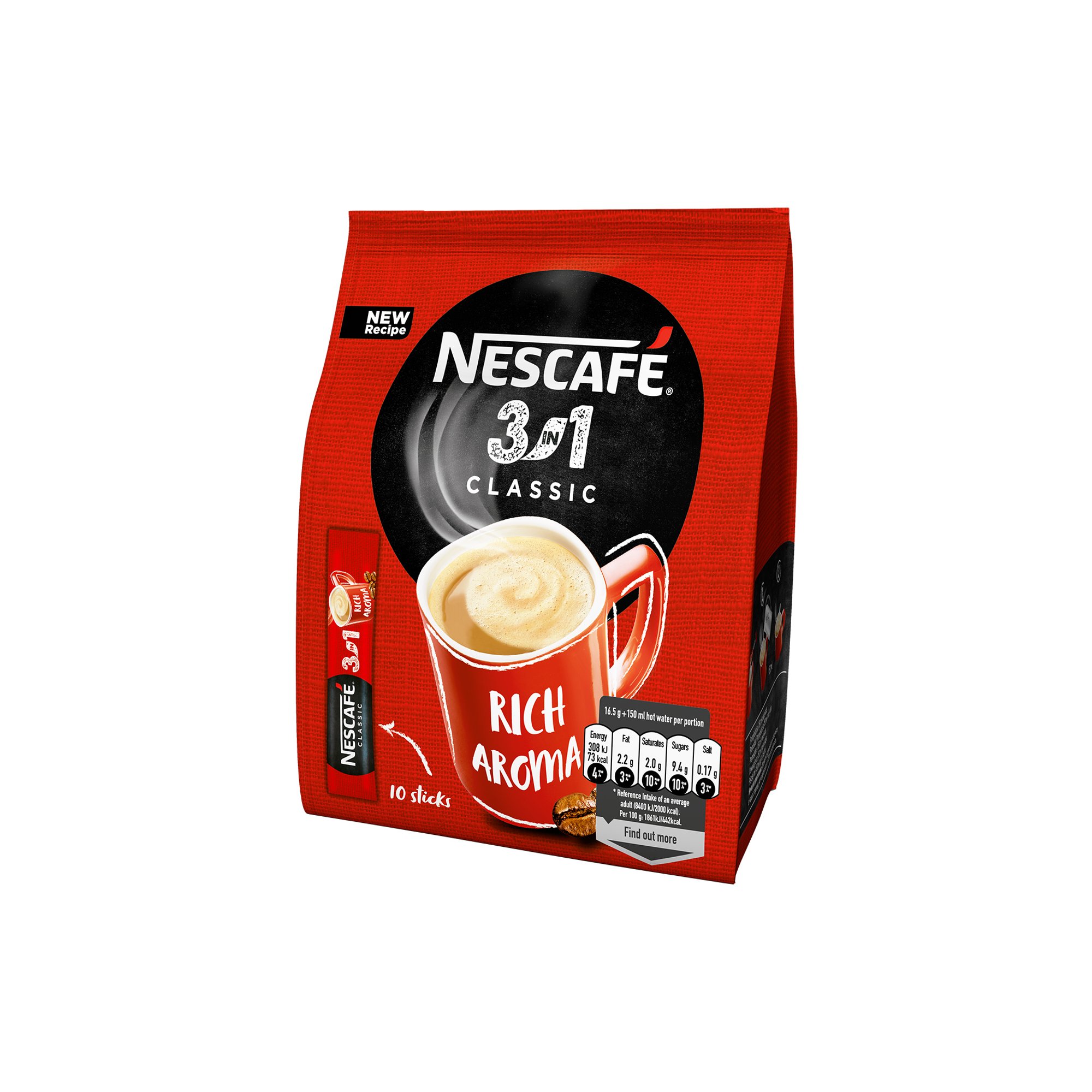 Nescafé Разтворимо кафе 3in1, 16.5 g, в пакетче, 10 броя