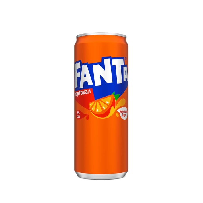 Fanta Газирана напитка, портокал, 330 ml, в кен