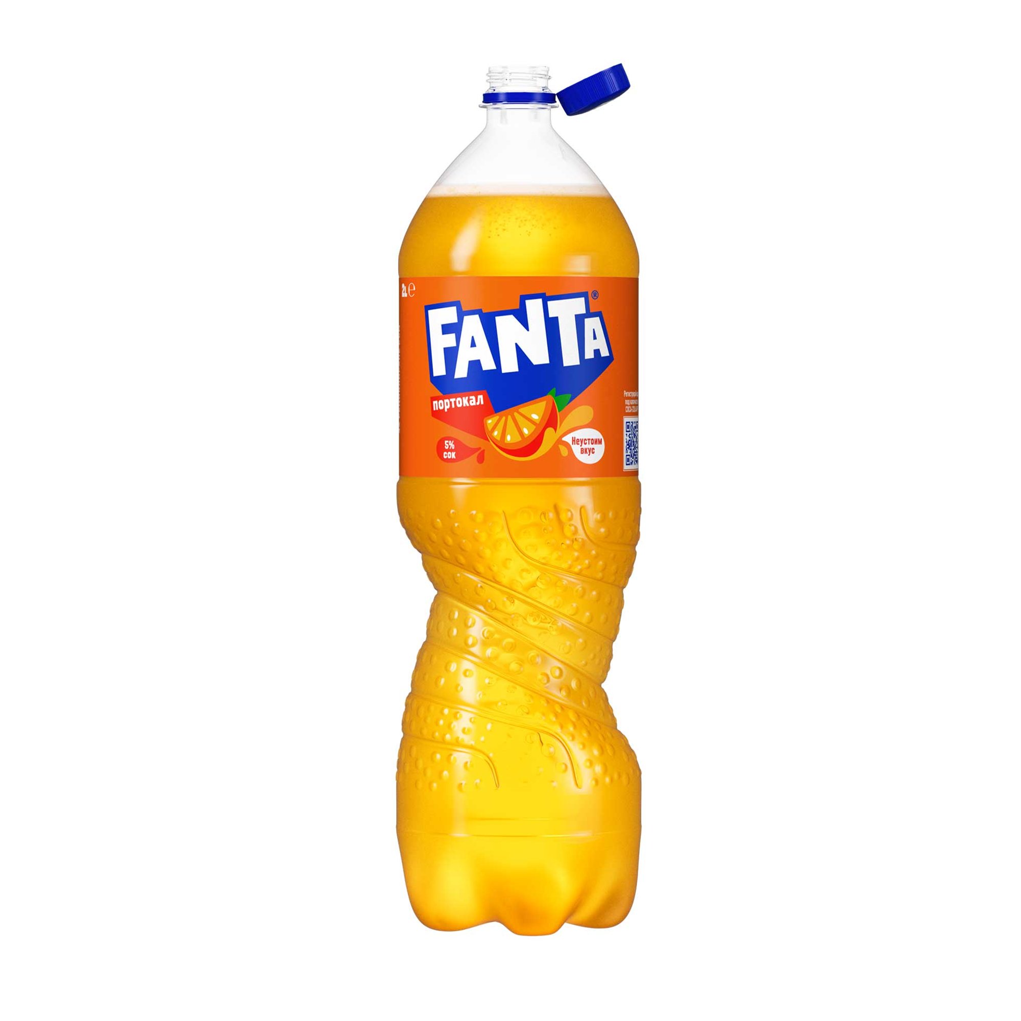 Fanta Газирана напитка, портокал, 2 L, в пластмасова бутилка